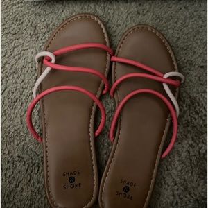 Size 8. Sandels from shoe land. Two different pink strand on top .